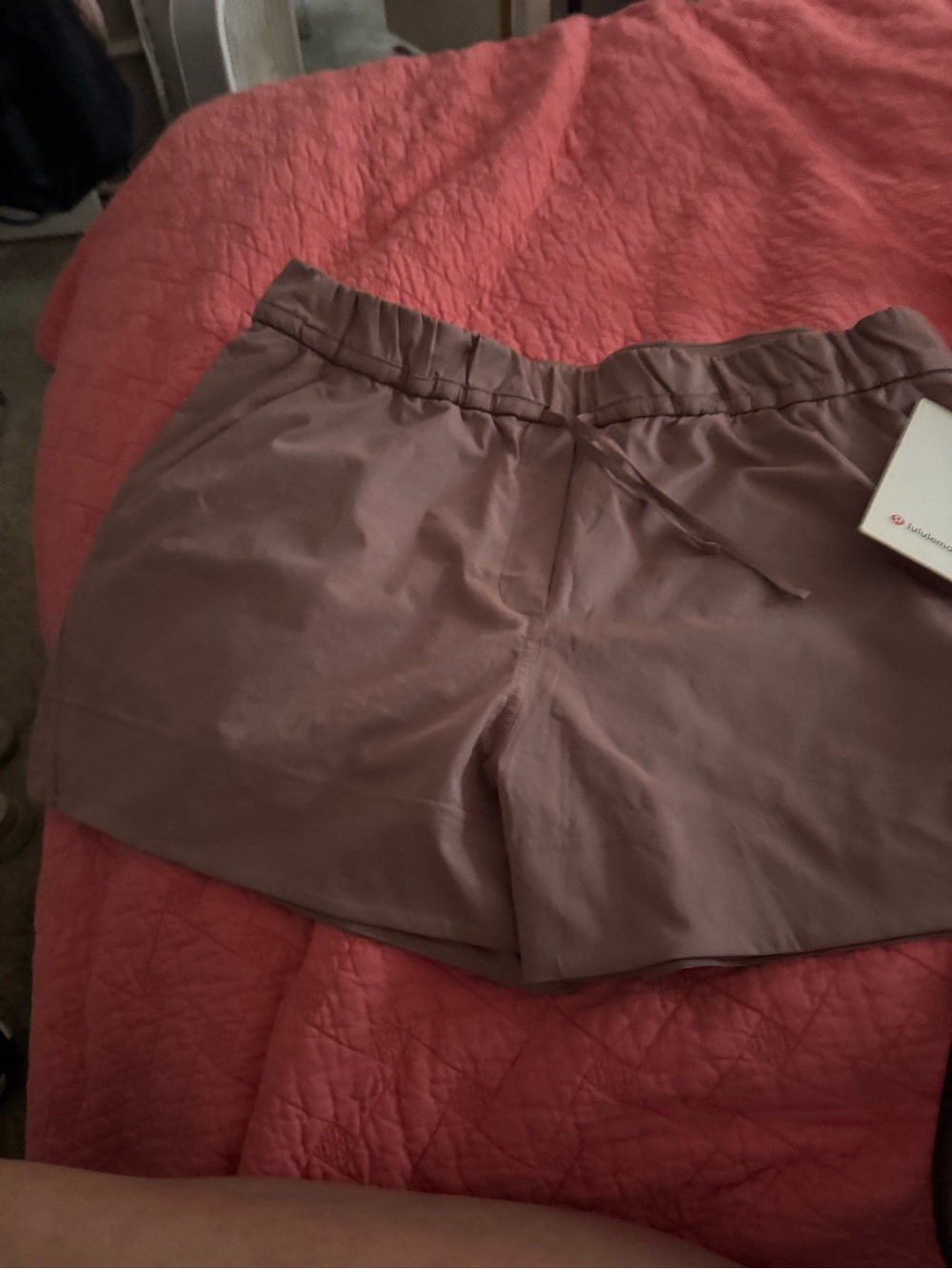 lululemon athletica Taupe Drawstring Athletic Shorts